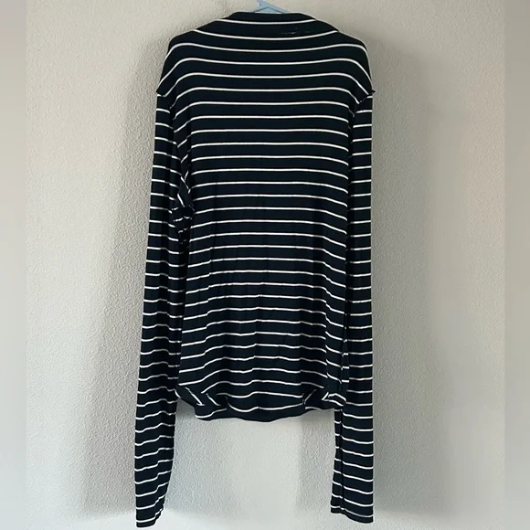American Eagle Soft&Sexy Long Sleeve Mock Neck Ribbed T-Shirt Navy Size M - Picture 7 of 13